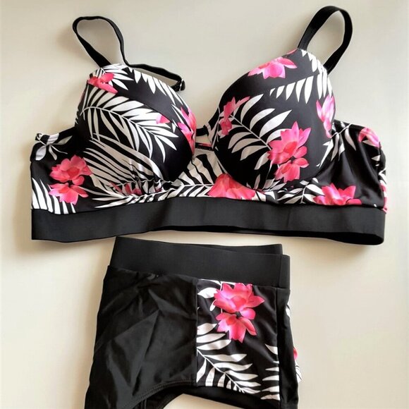 TROPICAL HIGH WAIST 2 PIECE BIKINI SWIMSUIT (RUNS SMALL) - Picture 7 of 15
